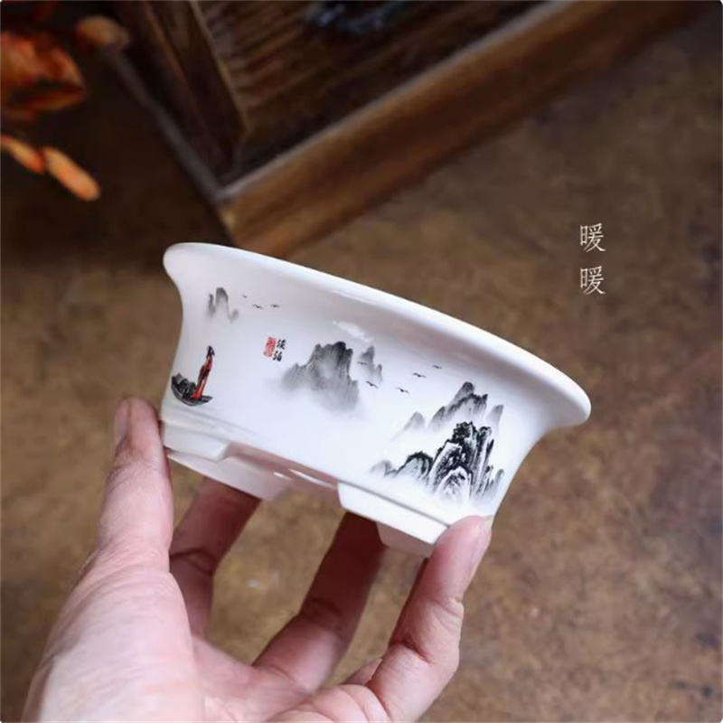 Porcelain White Oval Bonsai Po - Bonsai Garden Table recension och pris