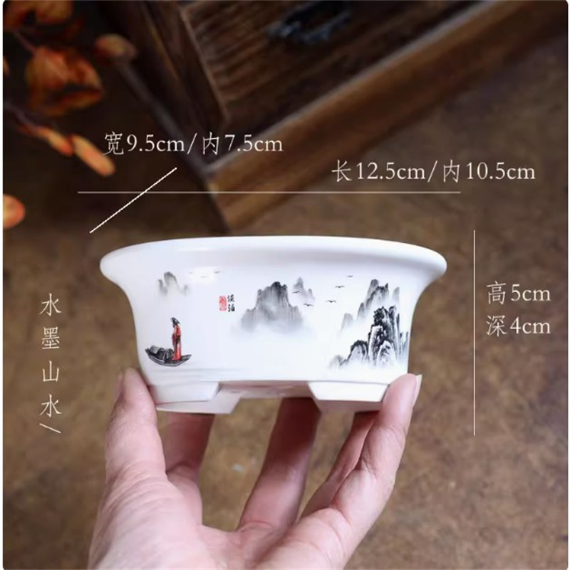 Porcelain White Oval Bonsai Po - Bonsai Garden Table recension och pris