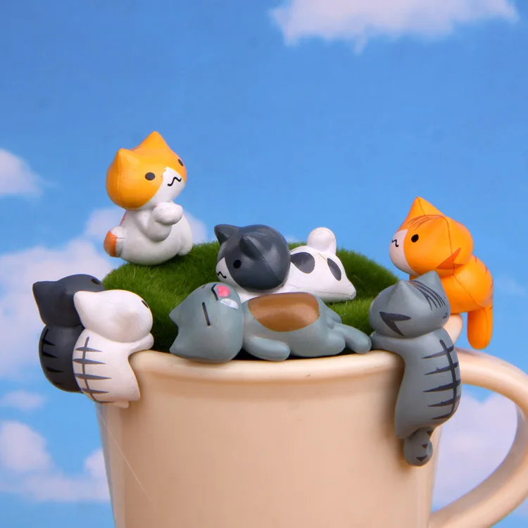 6Pcs/Set Cartoon Lucky pvc Cat - Bonsai Garden Japan recension och pris